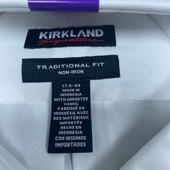 Kirkland Signature Men’s Traditional Fit Non-Iron White Dress Shirt 17.5 6995 - Picture 2 of 7